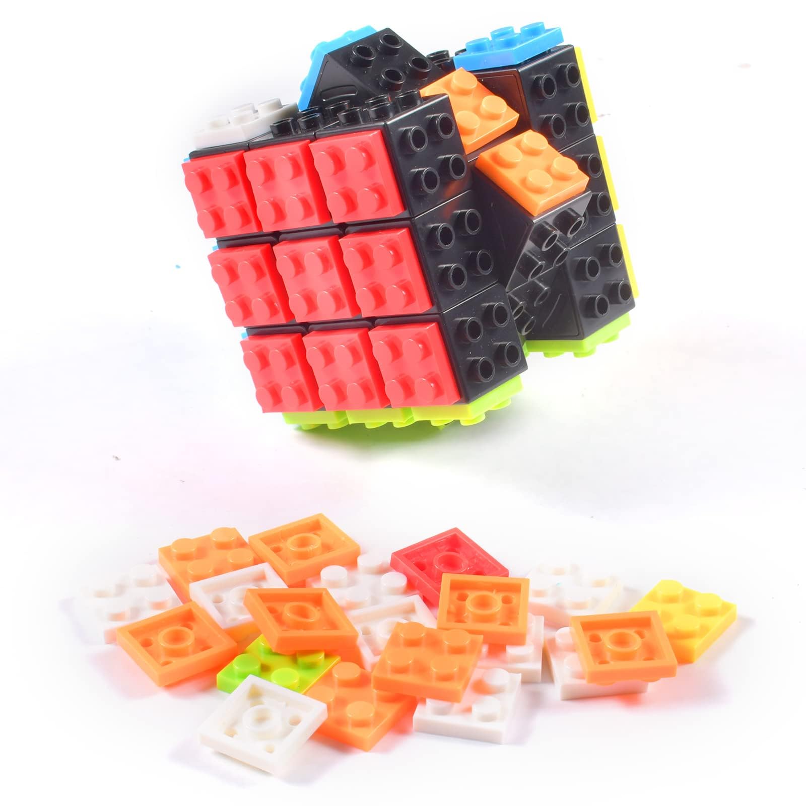 ROXENDA Magische kubus, baksteen magie met het vierkant 3x3, puzzel en 3D snelle kubus, voor kinderen en volwassenen die plezier hebben (zwart