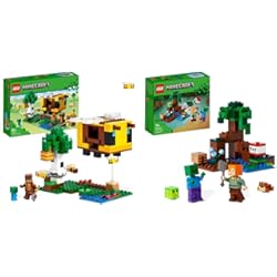 Paneles Para Construcción De Casas LEGO 21241 Minecraft La Cabaña-Abeja, Juguete de Granja, Casa para Construir, Mini Figuras Animales y Zombie & 21240 Minecraft La Aventura en el Pantano, Juguete de Construcción