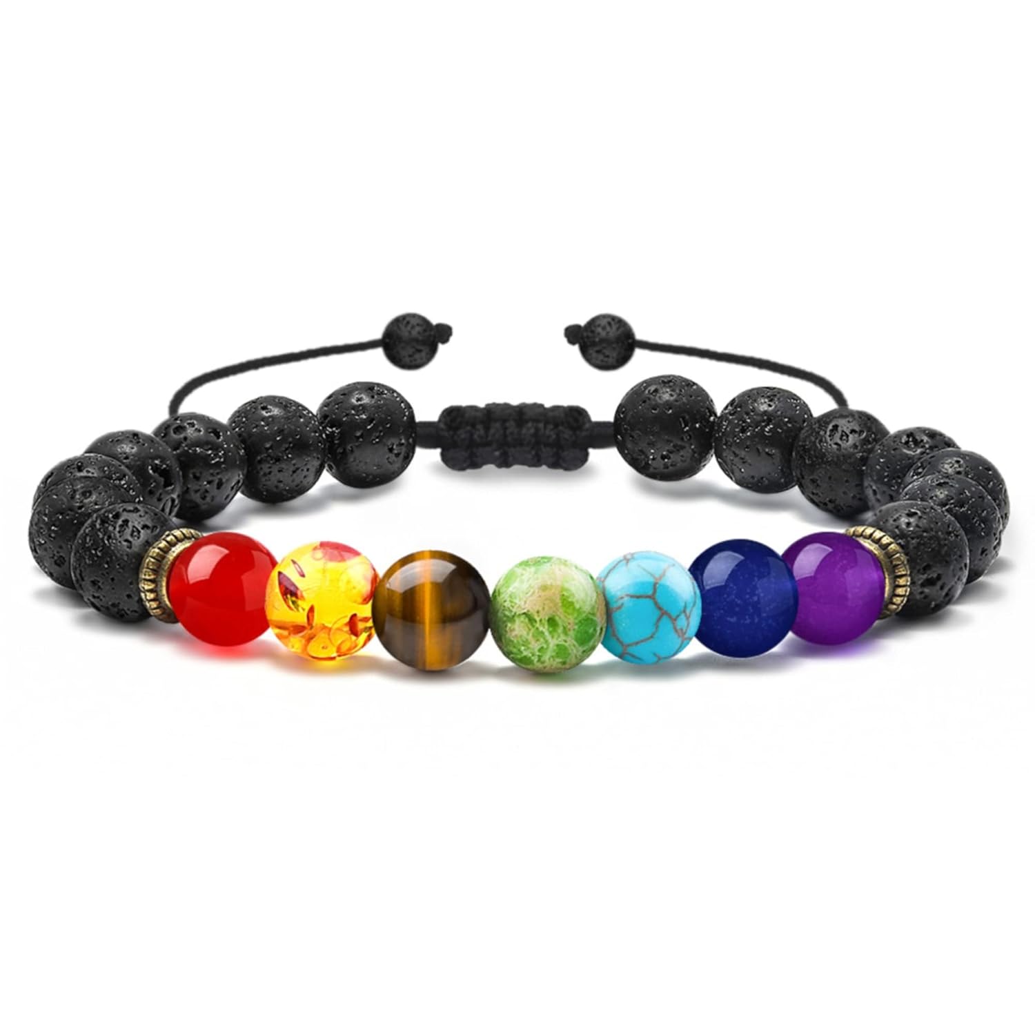 Tiger Eye Mens Bracelet – 8mm Lava Rock Stone Anxiety and Stress Relief Adjustable Aromatherapy Essential Oil Diffuser Gifts for Men