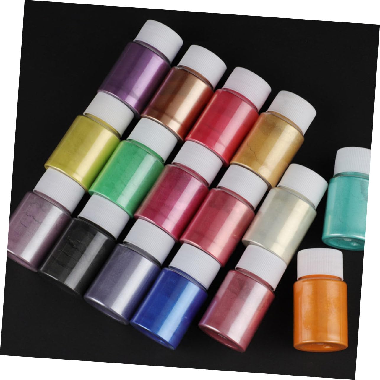 16 Farben Perlglanz Mica Puder für Epoxidharz und Nagelkunst 16 Flaschen Feine Deckkraft Glatter Glanz für Selbstgemacht