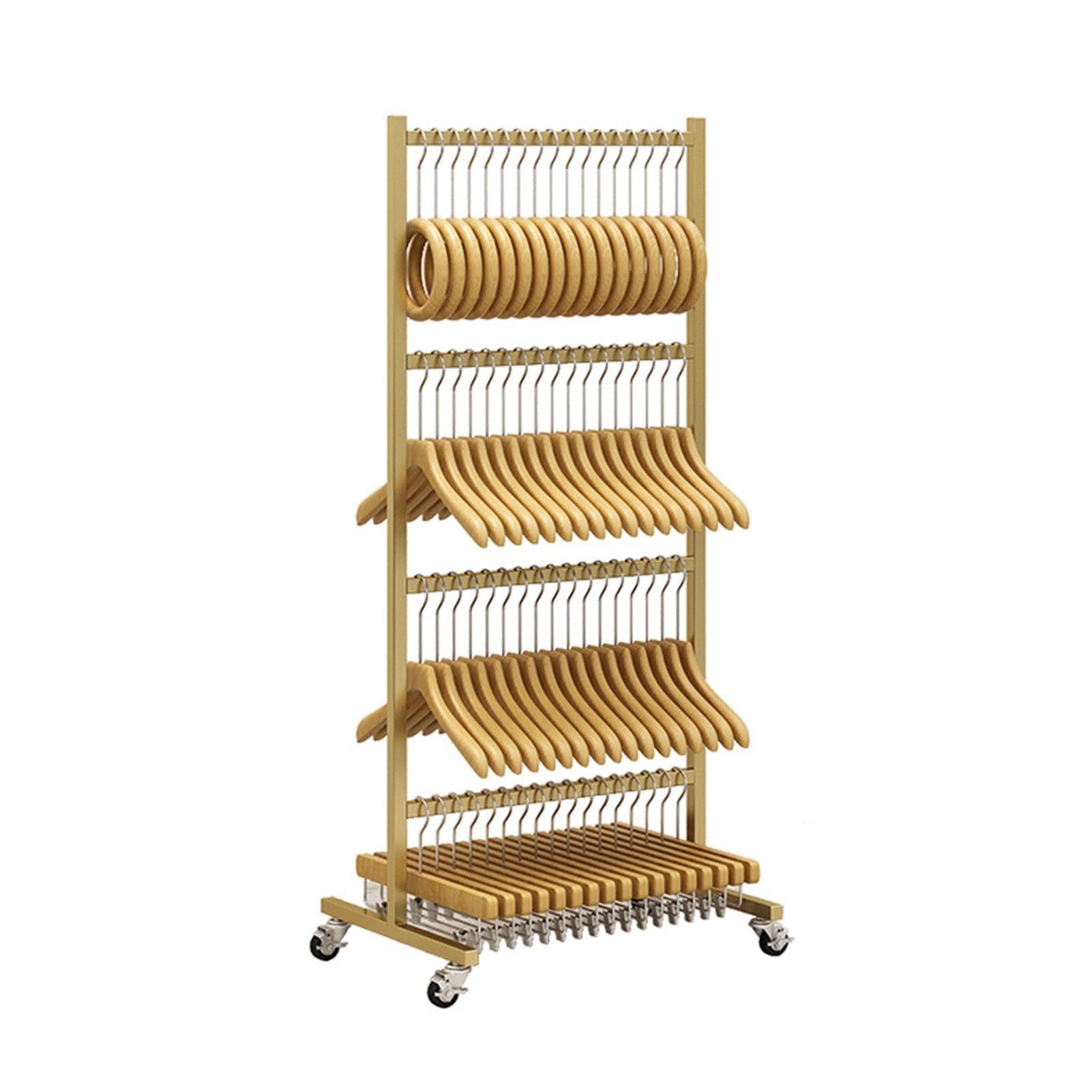 OLSKFUH Pull-Out Trouser Rack Removable Pull-Out Rack Wardrobe Storage Expandable Space Saving Drawer-Style Hanger Rod Rolling Trolley,Spacesaving Hanger For Dresses Skirts & Pa,Gold-50x110cm