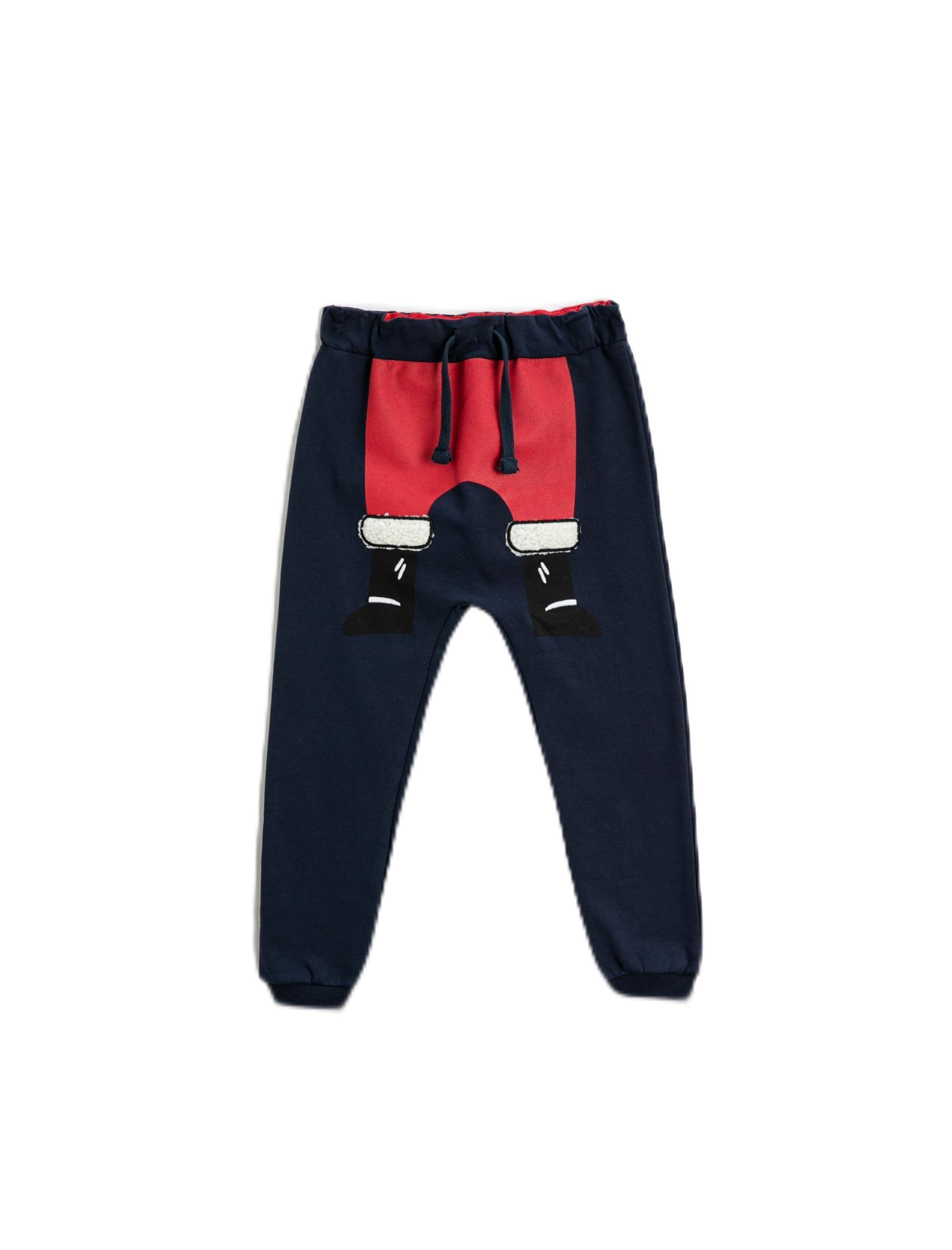 Koton Navy (704) Babyboy's Jogger Sweatpants Christmas Themed Santa Claus Printed Drawstring, 3-4 Years