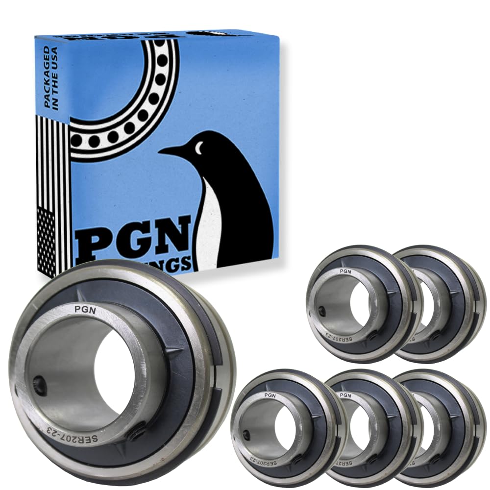 (6) PGN SER207-23 - 1-7/16" Bore Insert Ball Bearing with Snap Ring and Set Screws - ER23 ER-23 ER207-23