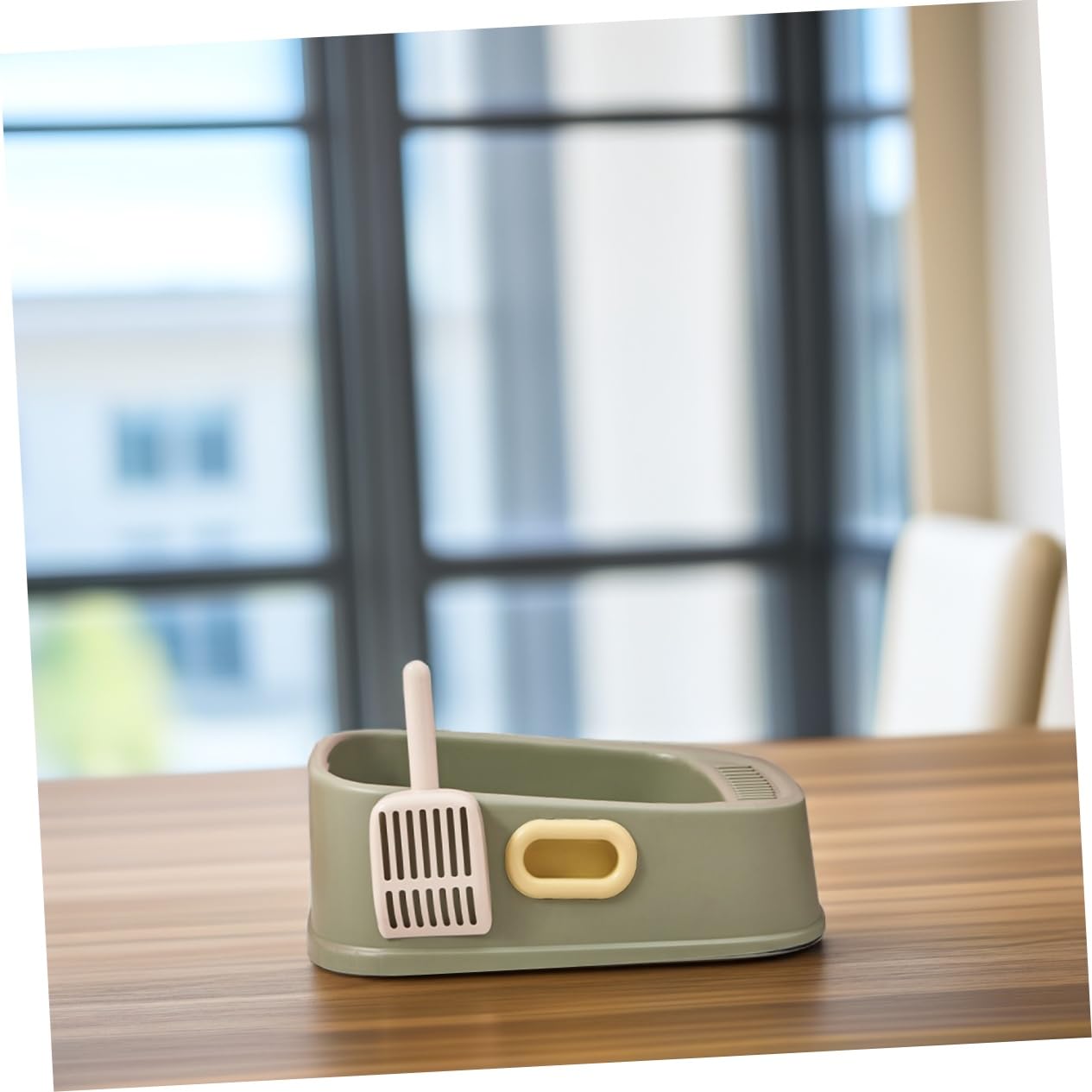 Garneck 1 Set Semi Enclosed Cat Litter Box Splash Design Durable Pet Toilet Space Saving Kitten Bedpan Easy to Clean for Home Use