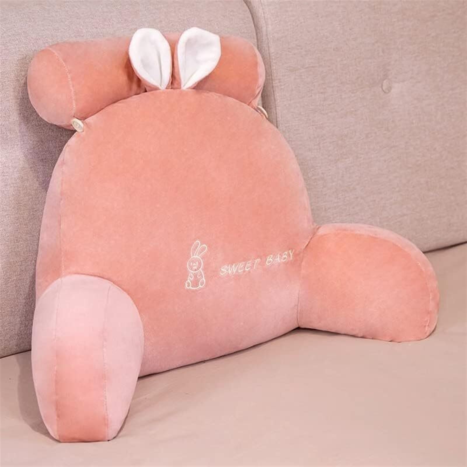 ZXGRfdefa reading pillow, Back Support Comfortable Backrest Cushion for Relax Arm and Lumbar Fluffy Bedrest(Pink,70 * 40cm)