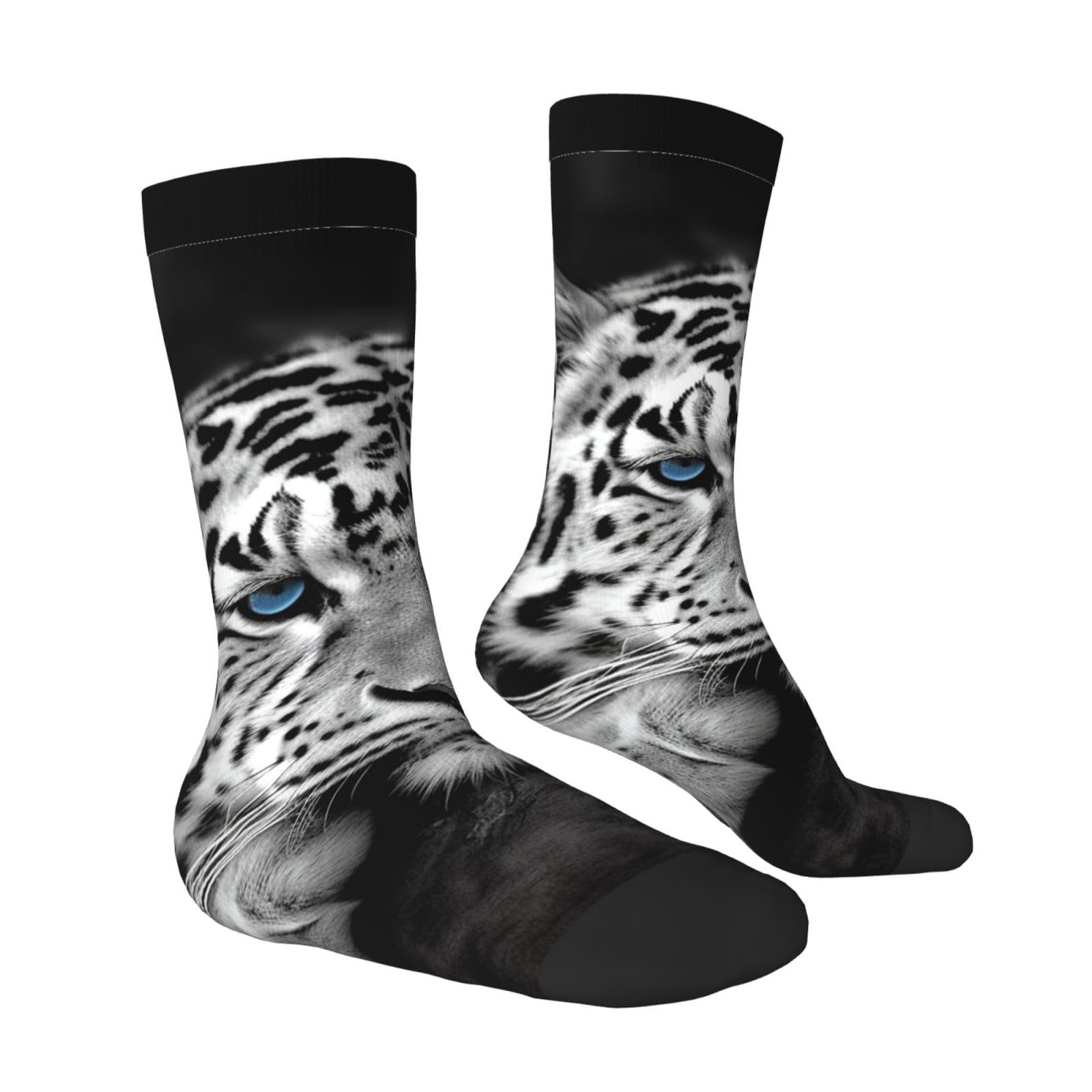 LZQPOEAS Black and white tiger Athletic Socks Unisex Cushioned Crew Socks Hiking Running Calf Sock Soft Above Ankle Sock
