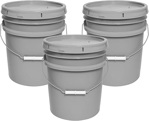 Vista 25 de Balde de 5 galones y tapa - Cubo resistente de 90 mil para todo uso - Fabricado en los Estados Unidos - Grado alimenticio - Plástico sin BPA - Rojo