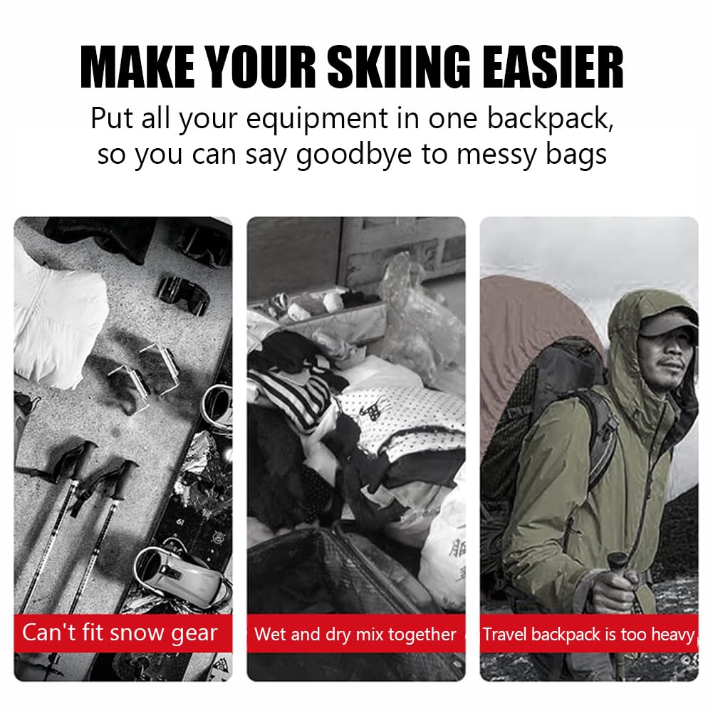 Mobilny plecak narciarski, multi narciarnia/snowboardowa torba do noszenia, torba na buty narciarskie i plecak snowboardowy, czarna torba na snowboard do akcesoriów narciarski