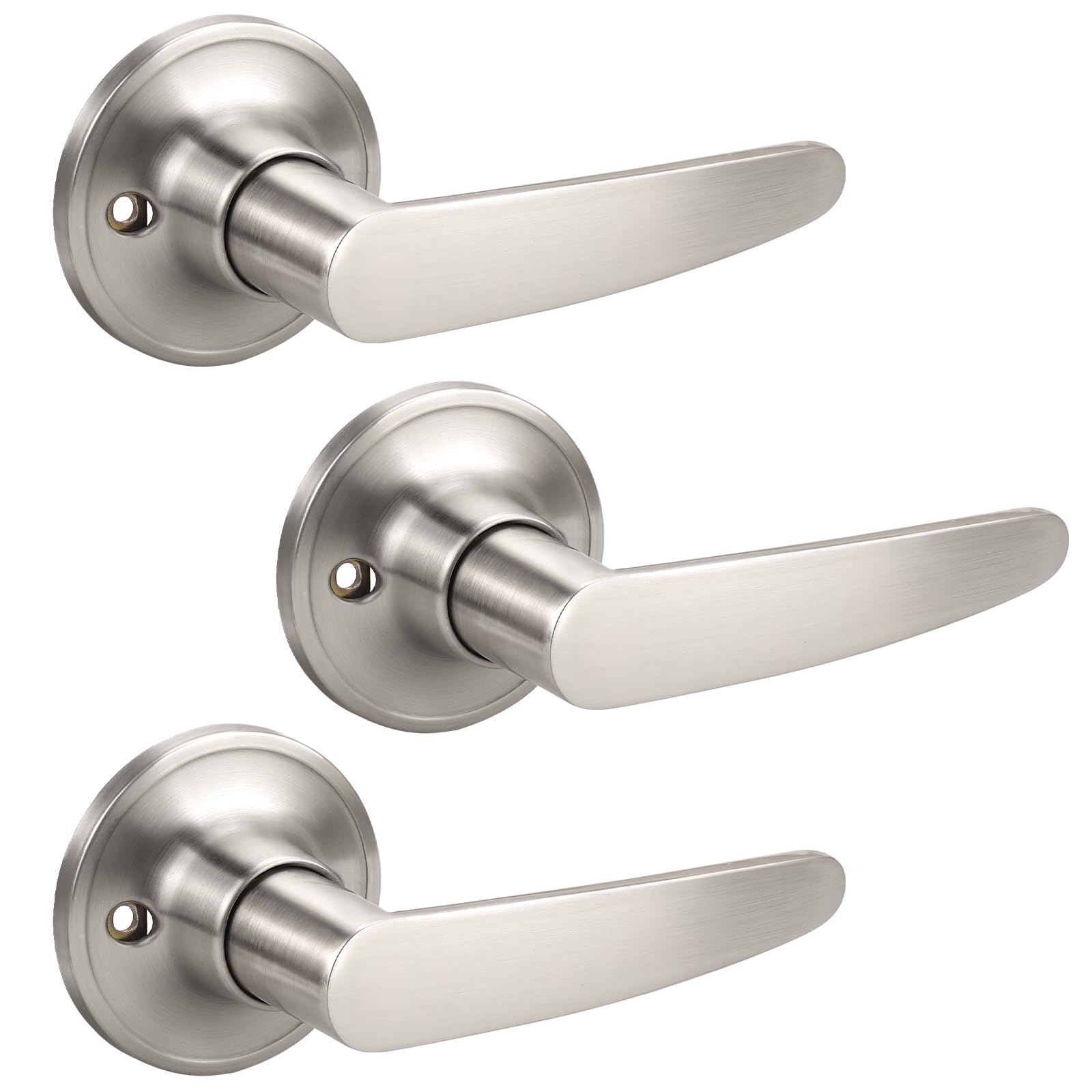 Satin Nickel Door Handles with Lock - Privacy & Security -27