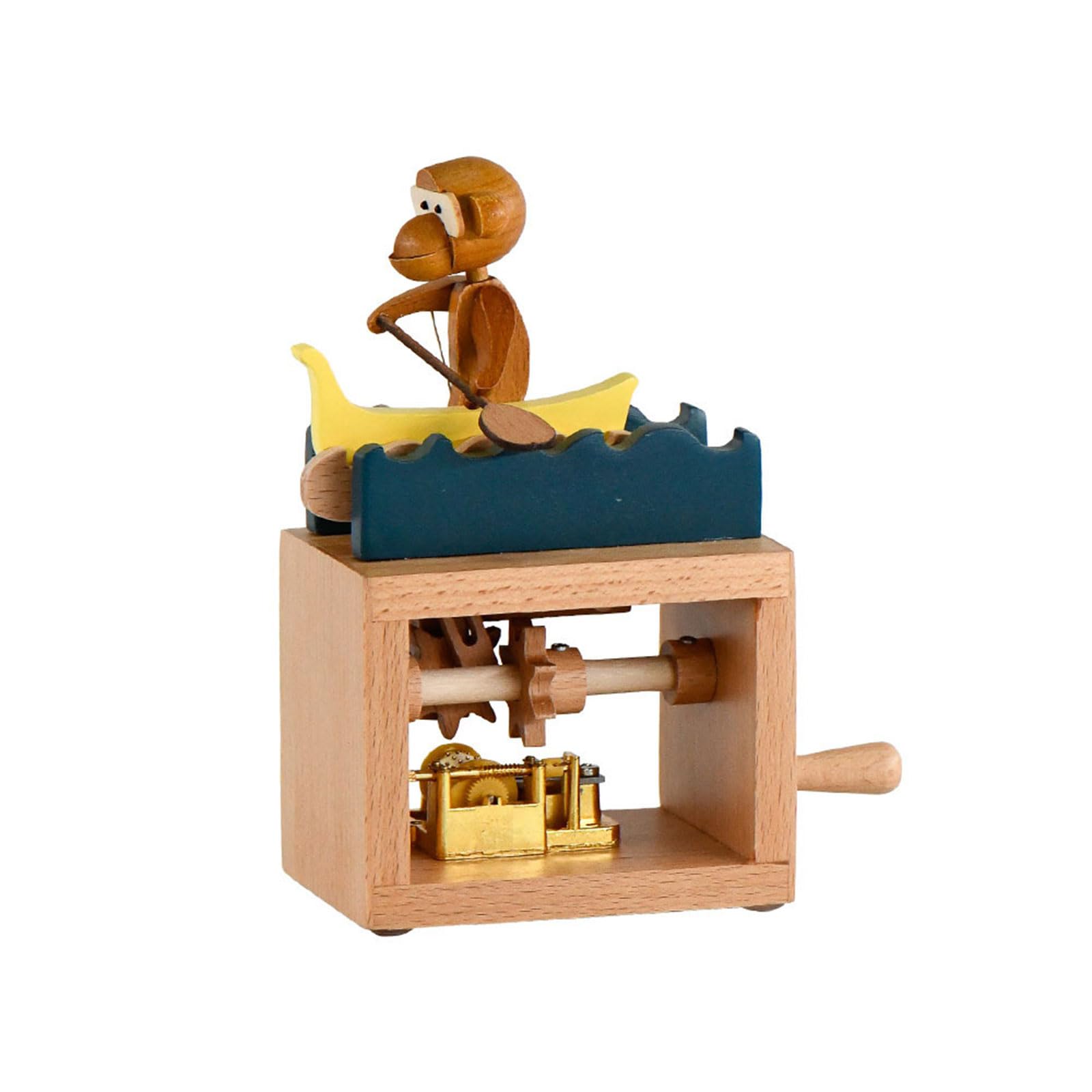 Nucelit Handcrafts Wood Music Box with Detailed Carvings and Soothings Hand Cranked Musical Ornament for Desktop Decoration Vintage Music Box