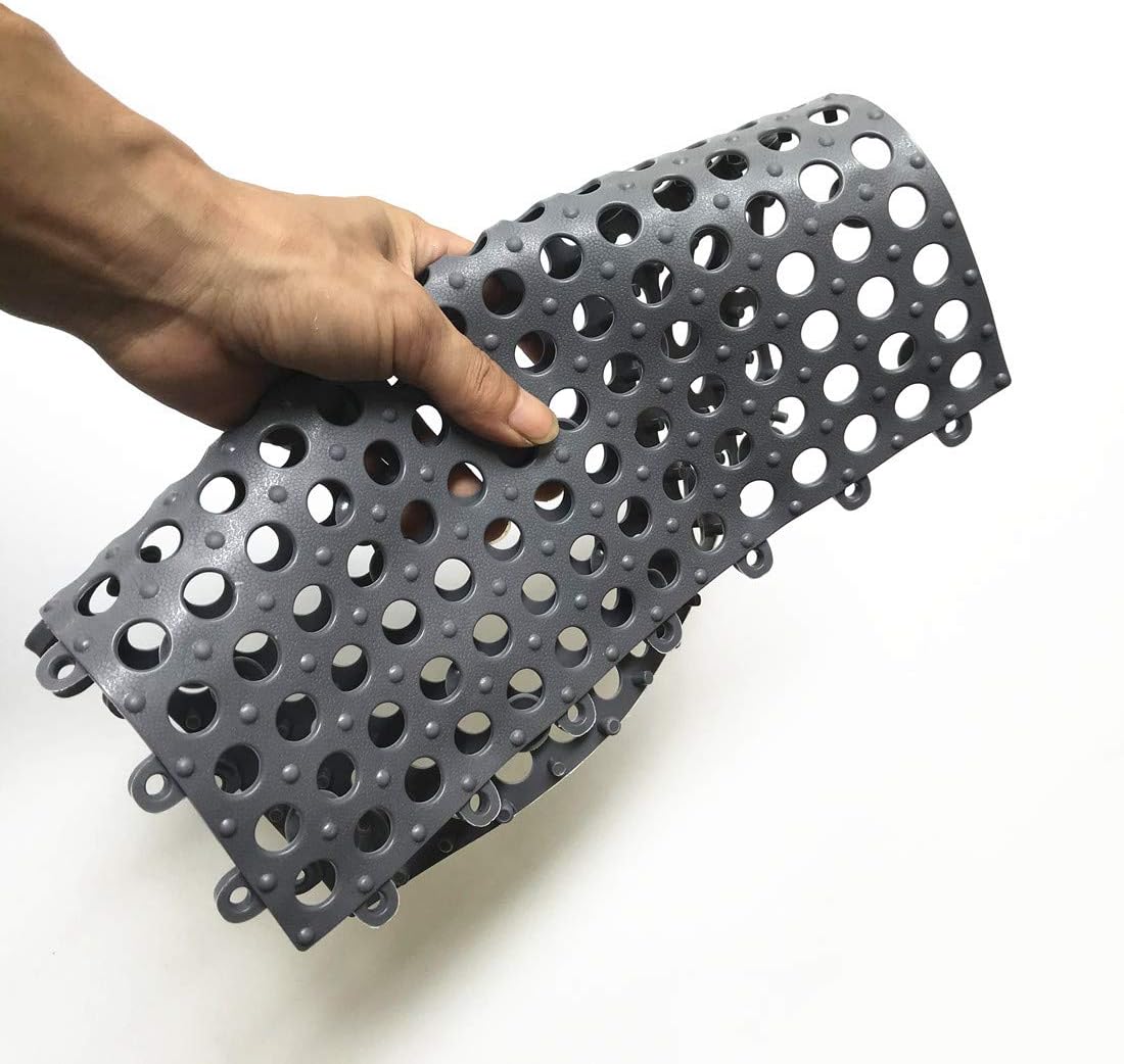 Exсluѕіvе Dіѕсоunt 70% Prісе smabee 24Pcs Interlocking Soft PVC Non-Slip Tile Splicing Waterproof Mat Pet Area Drain Pool Shower Bath Kitchen Cushion 11.75 x 11.75 Thin Mats with Suction Cup Type (Dark Gray)