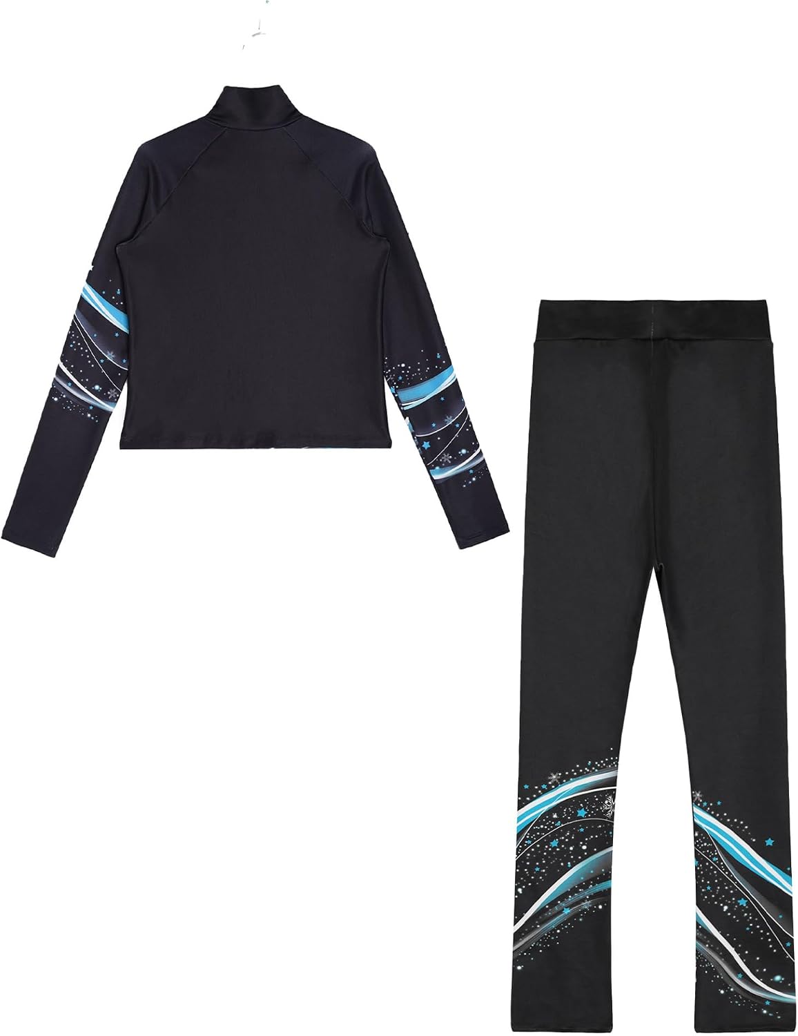 Jugaoge Kids Girls 2 Piece Outfits Skating Athletic Tracksuit Fleece Printed Sports Jackets with Leggings Set