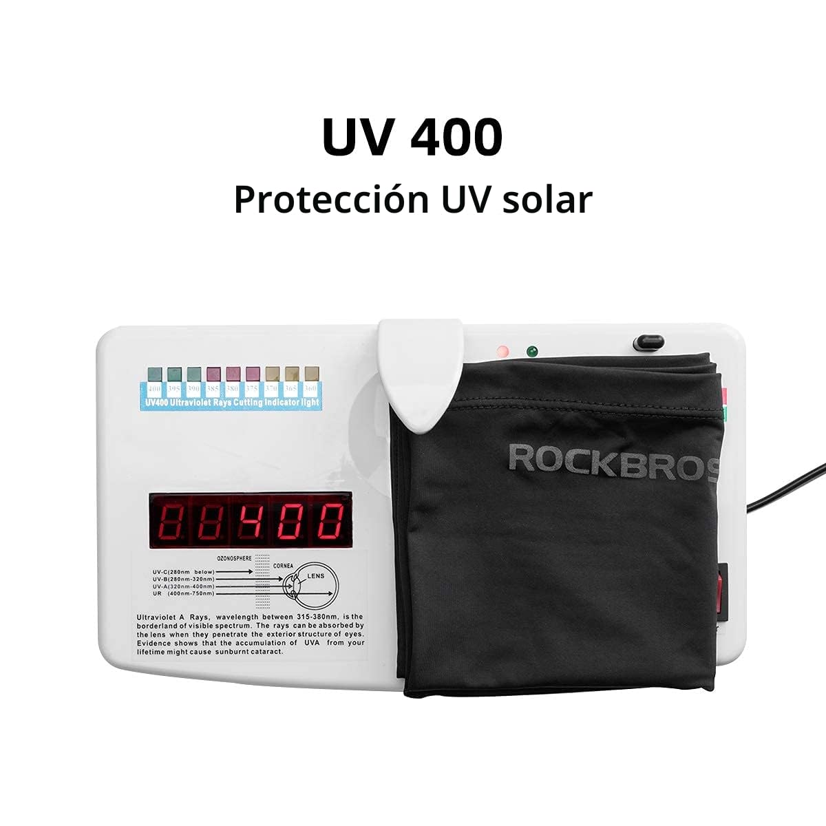 ROCKBROS Braga de cuello de verano multiusos para ciclismo, moto, UPF 50, protección UV400, pasamontañas, transpirable, negro, talla única, elástico, ultraligero, medio rostro, unisex