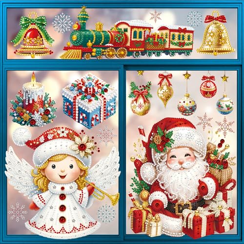Fensterbilder Weihnachten-4D Diamant Visuelle Weihnachtsfensterbilder...
