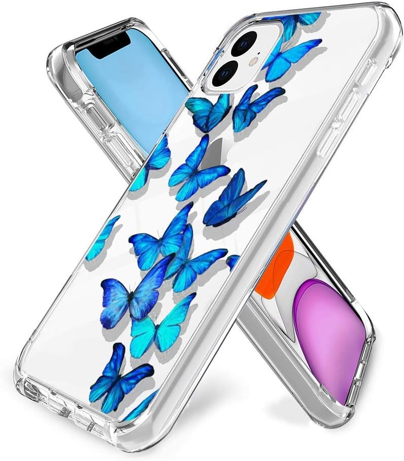 jacbob iPhone 11 Case Blue Butterfly iPhone 11 Case Blue Butterfly Anti-Scratch Soft Durable TPU Silicone Mobile Phone Case for iPhone 11 (Blue Butterfly)