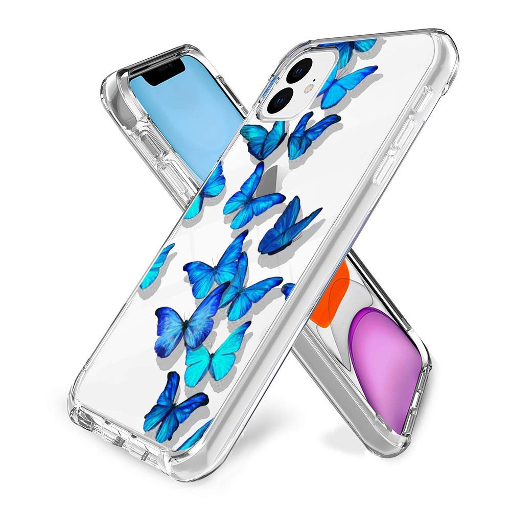 jacbob iPhone 11 Case Blue Butterfly iPhone 11 Case Blue Butterfly Anti-Scratch Soft Durable TPU Silicone Mobile Phone Case for iPhone 11 (Blue Butterfly)