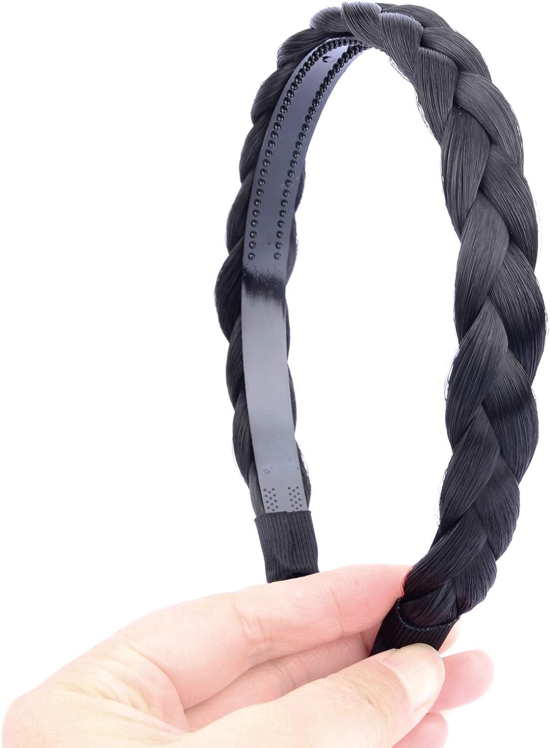 DAZZ LOOK® 02 PCS Headband Synthetic Hair Plaited Headband Braid Braided With Teeth Hair Band Accessories for Women Girl Wide 0.6 Inch (Black) 5 61kSLPuhatL. SL1500