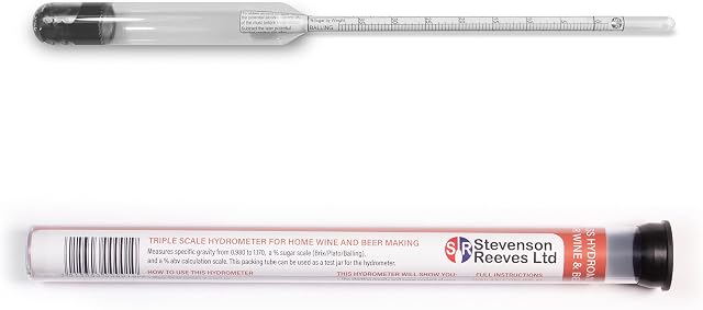 Stevenson Reeves Triple Scale Hydrometer (S1310) - For Home Brewing And Winemaking, Glass, Specific Gravity 0.990 to 1.170