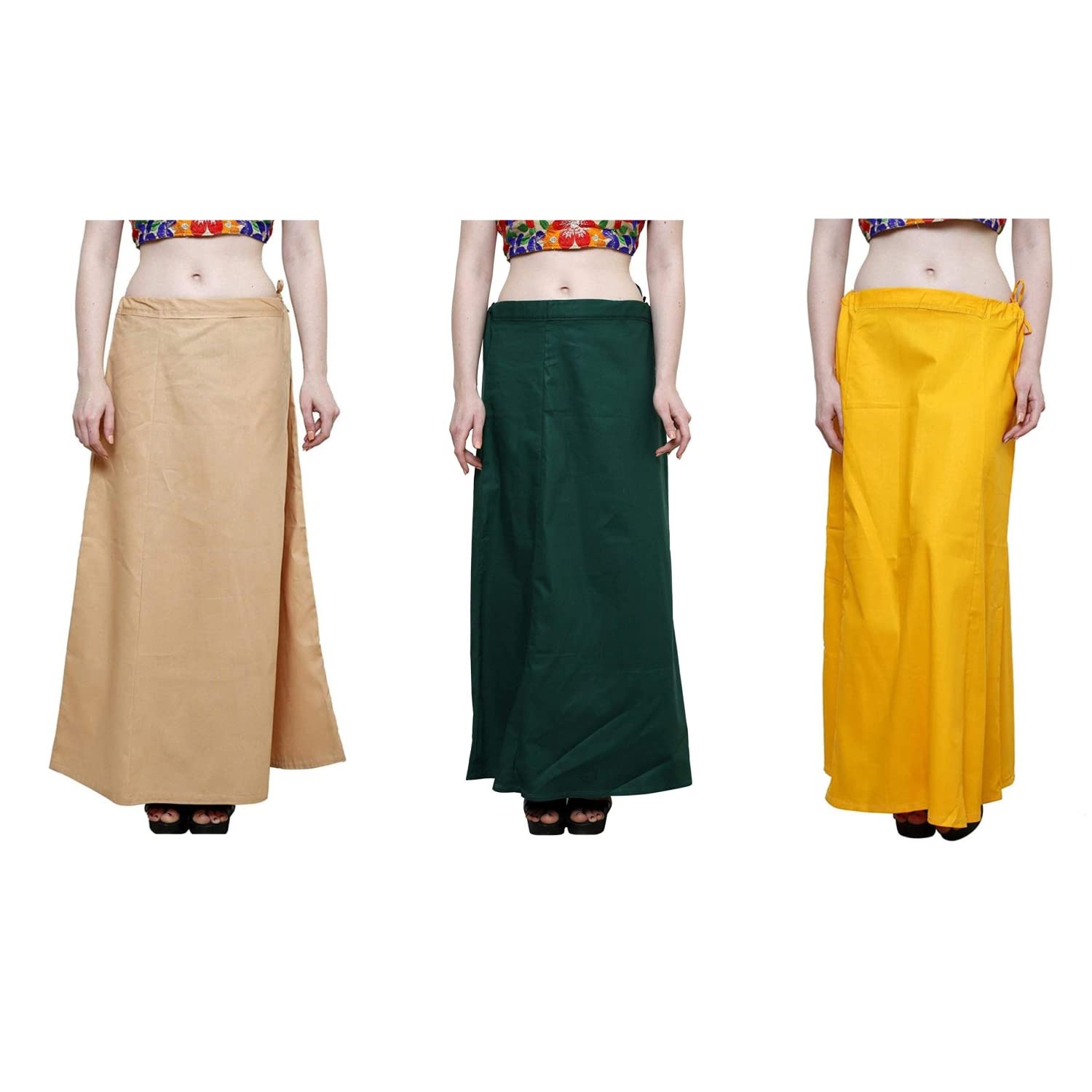 Tshirt WALE CHACHA Women's Cotton Regular Fit Petticoat/Inskirt for Sarees Multicolor | MER OR YL