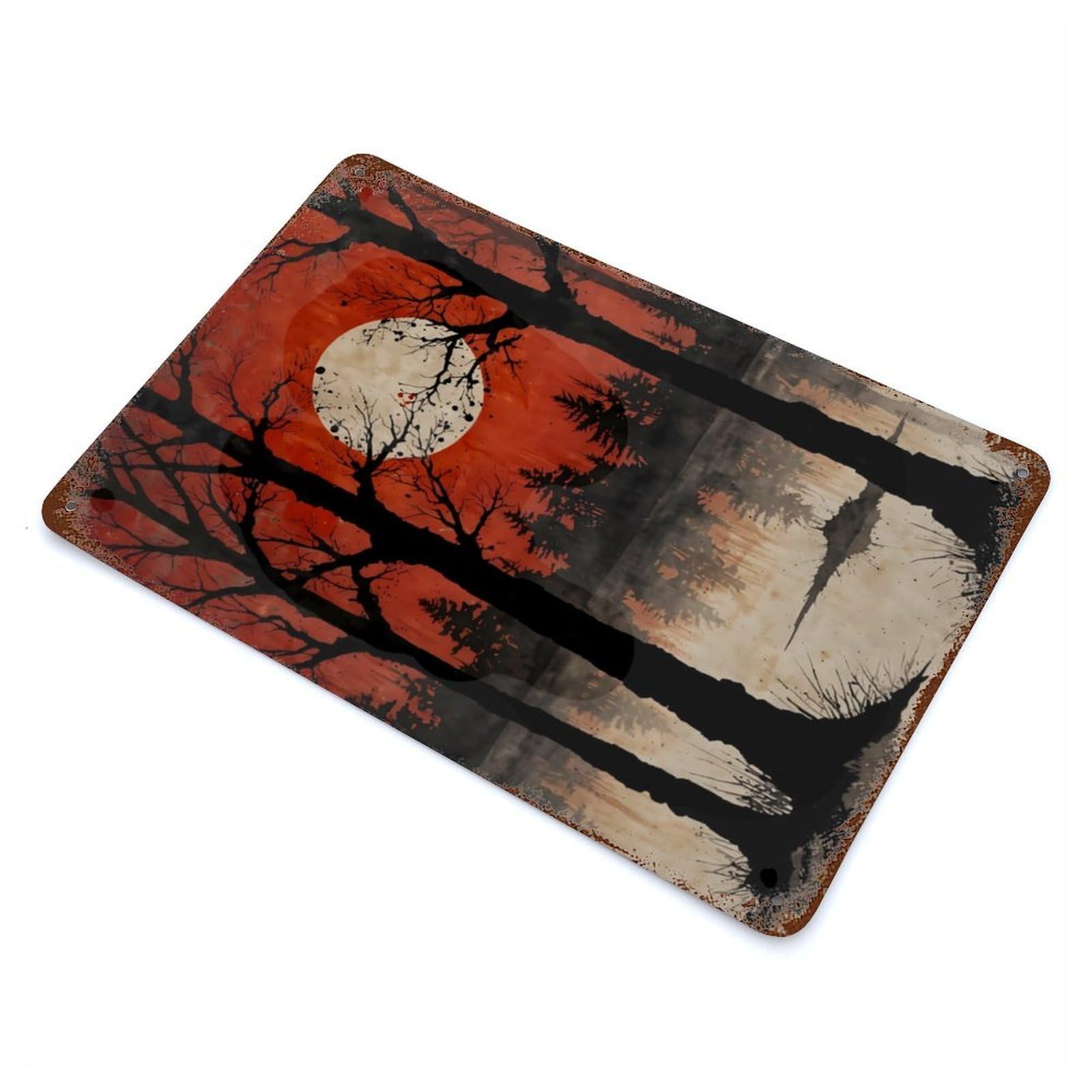 Blood Moon Woods Decorative Tin Sign 11.8"x7.9", for Farmhouse, Kitchen And Entryway Decor, Shabby Chic Decor