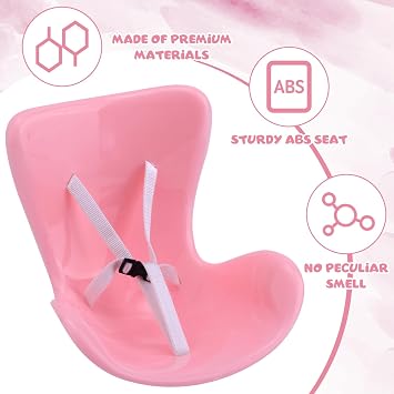 BOXOB Car Seat for Dolls, Pink Plastic Safety Seat Decorative Cute Sofa to Display Doll Toy Ornaments Accessories for Car Interior Air Vents Clip and Desktop Stand Decor