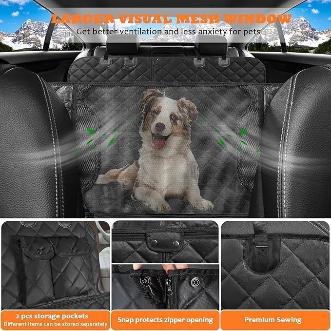 Image of 6-in-1 Dog Car Seat Cover for Back Seat, Waterproof Dog Car Hammock with Mesh Window, Non-Slip Pet Backseat Protector for Cars, Trucks and SUVs (Blue, 6 in 1 Dog CAR SEAT Cover)