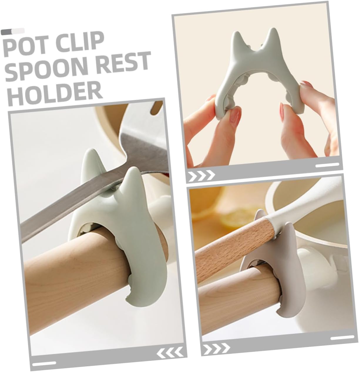 Zerodeko Cat Ear Silicone Pot Clip Spoon Rest Spill-Proof Lid Lifter for Kitchen Heat Resistant Utensil Holder Suitable for Cooking and Serving 2-Piece Set