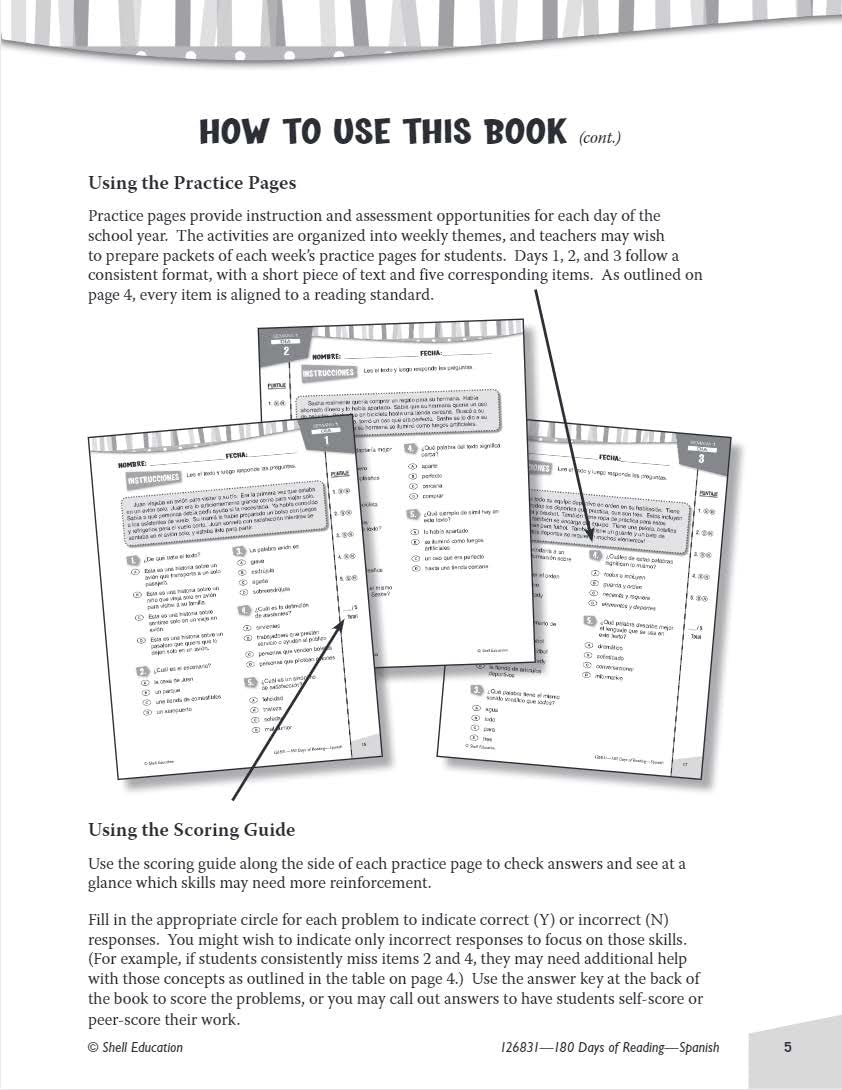 180 Days(tm): Reading for 3rd Grade Spanish Practice Workbook for Classroom and Home, Cool and Fun Practice Created by Teachers (180 Days of Practice) (Spanish Edition) - Image 4