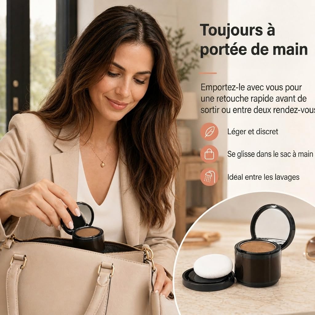 Avellio Poudre Cheveux, Racines Cheveux, Correctrice De Racines Instantanée, Enrichie En Kératine, Tenue Longue Durée, Résiste À L’Eau Et À La Transpiration, Fini Naturel Sans Résidus (Noir)
