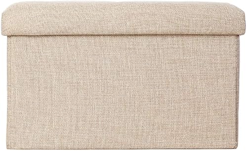 ZLY Taburete plegable otomano de tela de poliéster de lino, colección desorden de asiento de 14 x 8 x 8 pulgadas