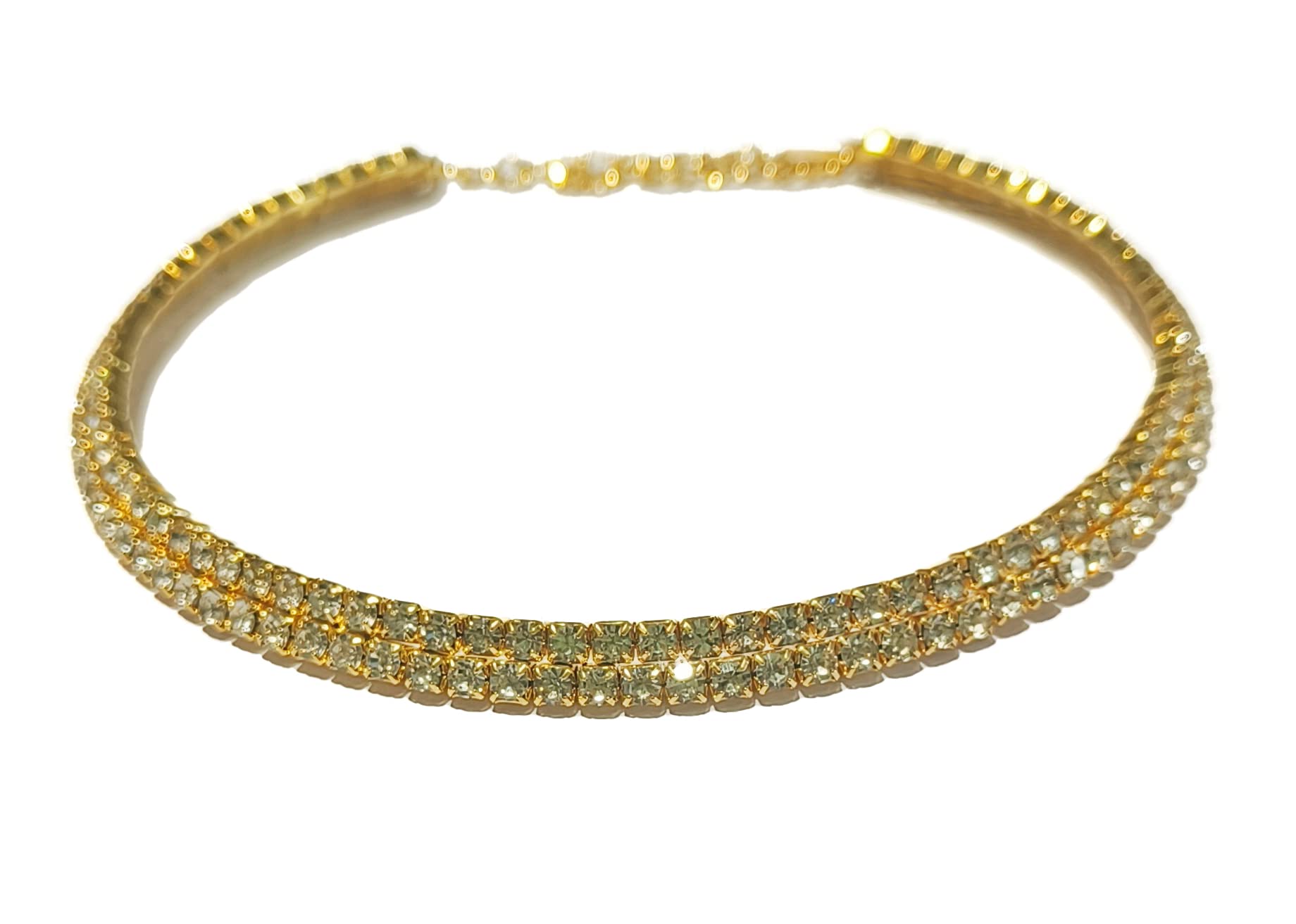 LA BELLEZA Gold Plated Rhinestone Crystal Cubic zirconia Studded Two Line Choker Necklace Neckpiece Hansli for Girls and Women (B0BQ3LB272) Amazon Price History, Amazon Price Tracker
