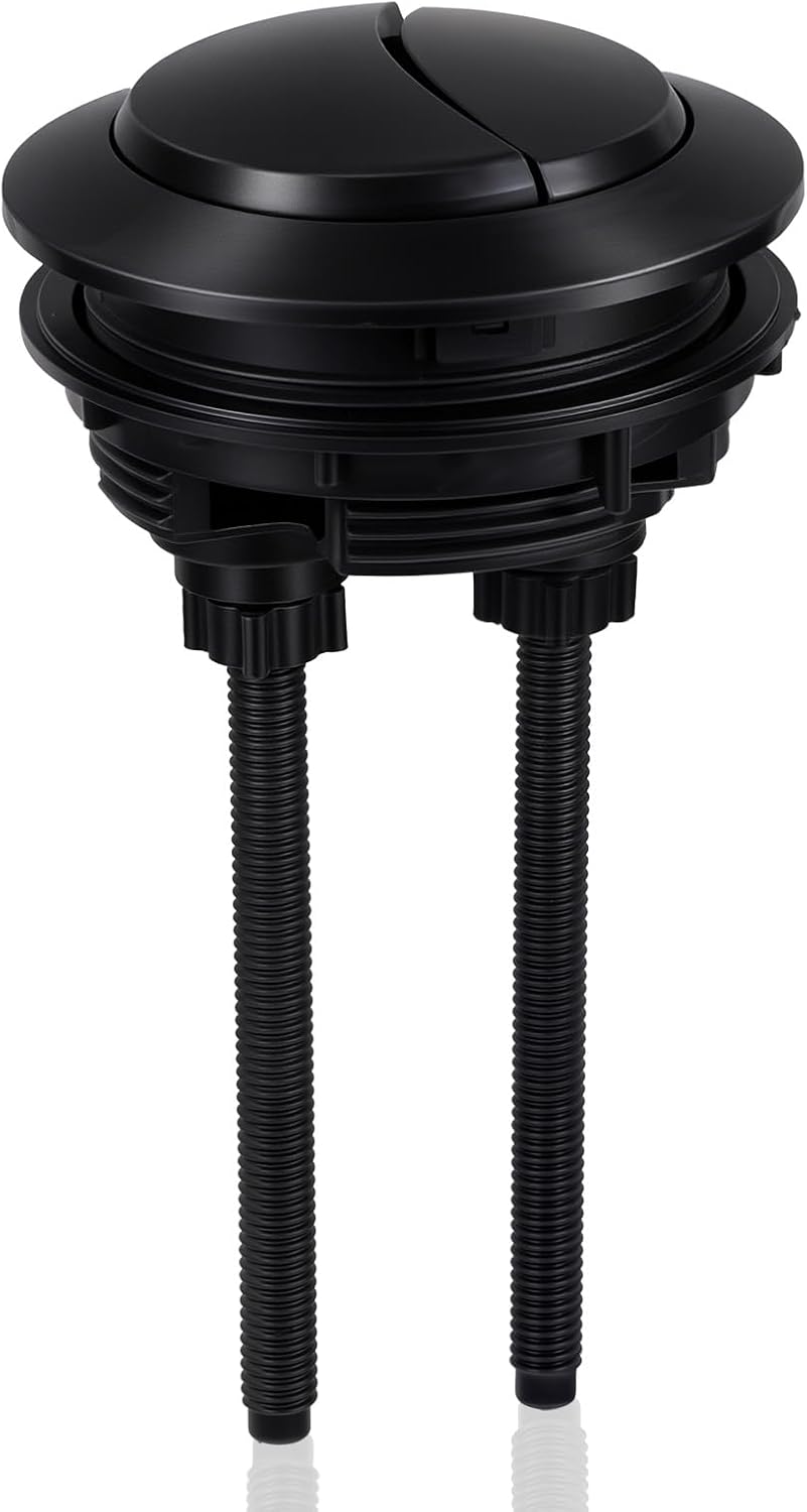 Black Dual Flush Toilet Button Suitable for 2.28-2.68in Holes 57-70mm Thread Diameter Toilet Button Pusher Adjustable Push Button for Water Tank Repair, Black