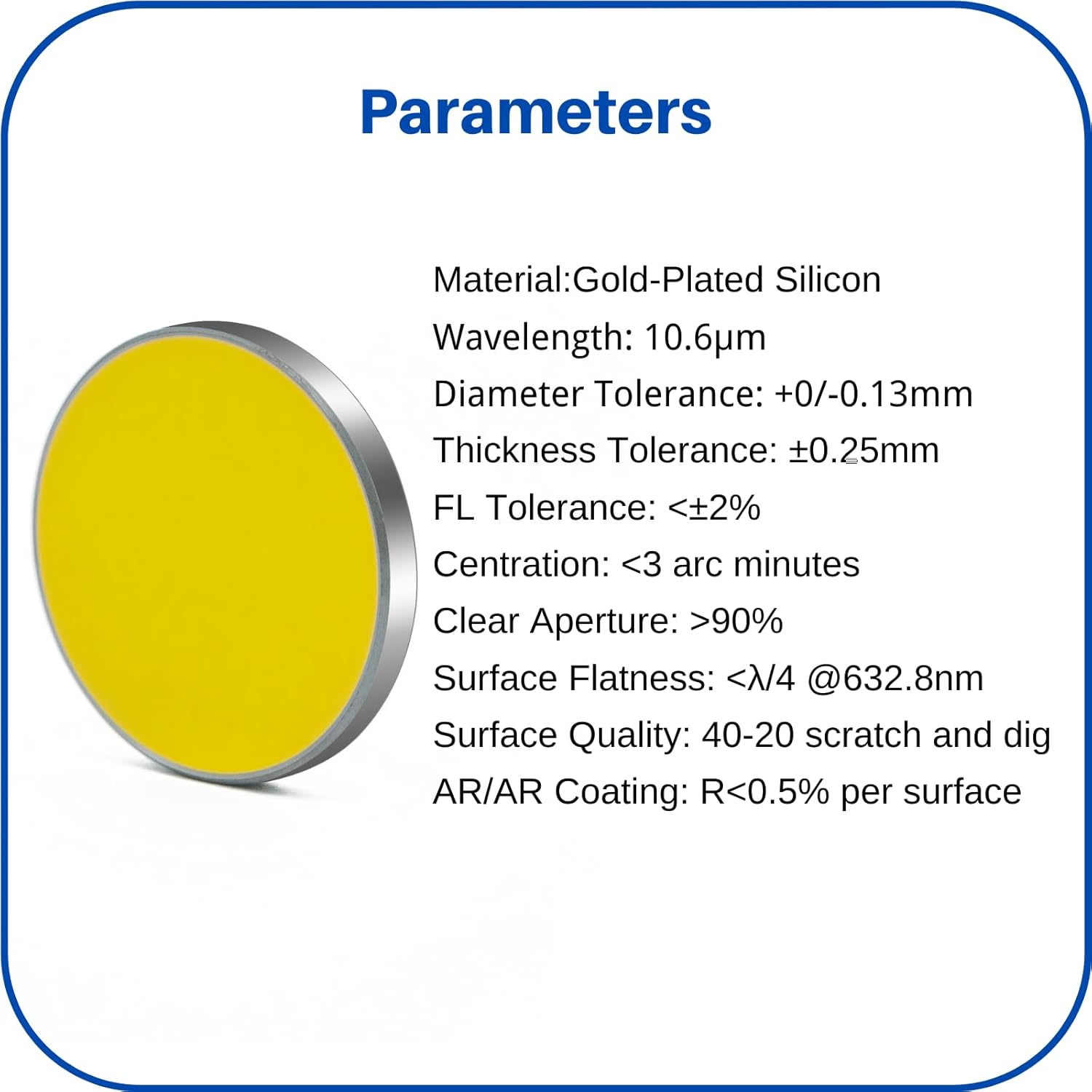 MCWlaser CO2 Laser Mirror 25mm Si Reflective Lens - 3PCS Gold-Plated Silicon Mirrors for Laser Machine