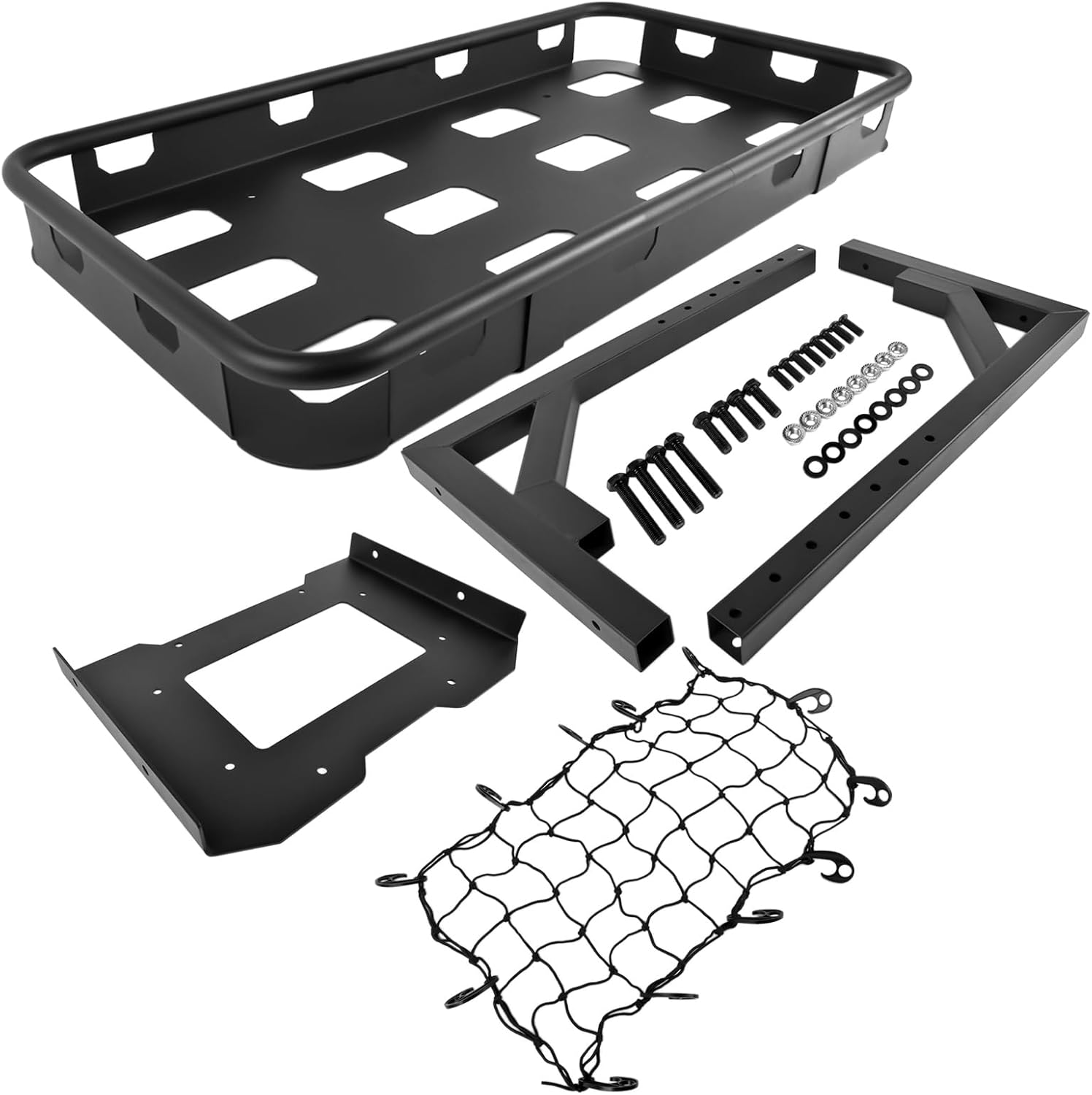 Rear Cargo Basket on OE Tailgate Replacement for 2007-2018 Jeep Wrangler JK & JKU Unlimited 2/4 Door Spare Tire Cargo Rack Luggage Storage Carrier (Bolt-On)