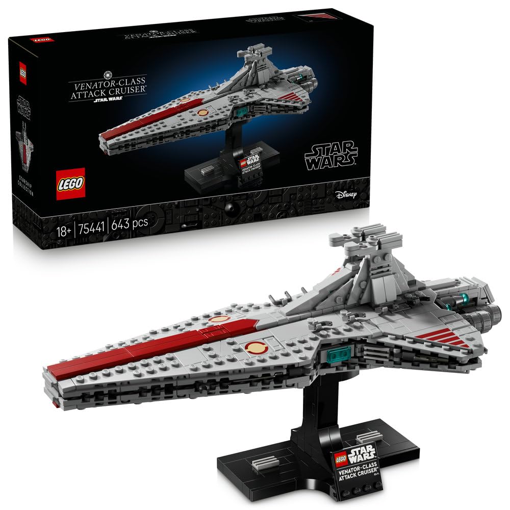 LEGO Star Wars Krążownik szturmowy typu Venator 75441 | Model statku kosmicznego, kolekcjonerski zestaw klocków dla dorosłych, prezent dla fana Star Wars, gadżet, 643 elementy