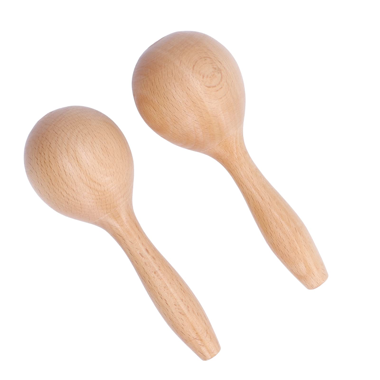 Strumenti a Percussione Manuale Maracas Portatili in Legno di Faggio da 2 Pezzi con Suono Chiaro e Aspetto Lucido per Feste e Concerti, Dimensioni 14x5x5 Cm