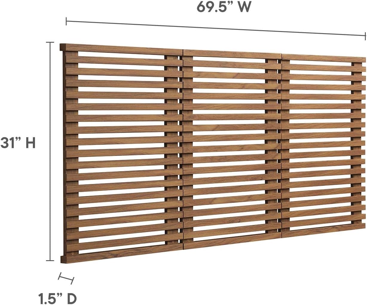 Modway Render Mid-Century Modern Wall-Mount Headboard in Walnut, Queen (U.S. Standard)