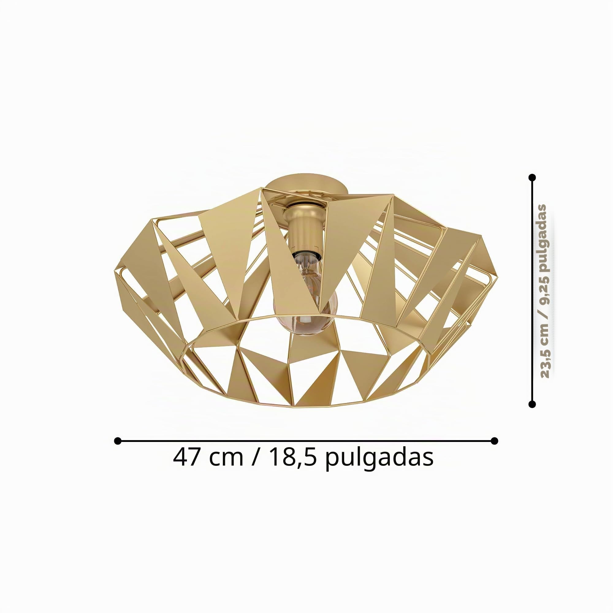 Eglo Carlton Lámpara de techo, diseño retro, lámpara | para salón estilo vintage de metal dorado, lámpara para pasillo, con casquillo E27