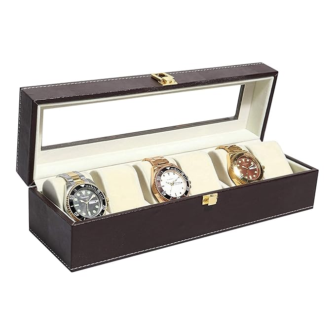 PI BOX Wrist Watch Storage Box Display Case Organizer of Faux Leather