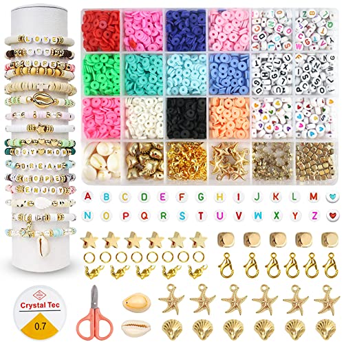 UNIVERTEN Perles Plates pour Bracelet 6 mm Perles Heishi, Perles Espacees, Perles pour Bijoux Fabrication de Bracelet Kit de Fabrication Bijoux Perles pour Bracelet, Colliers, Bijoux(2962 Pièces)