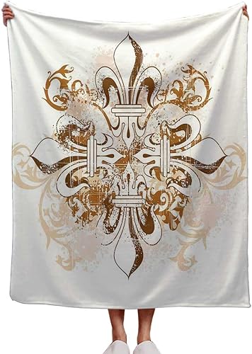Cobijas para Invierno Fleur De Lis - Mantas para sofá suaves, afelpadas, esponjosas, 40 x 50 pulgadas