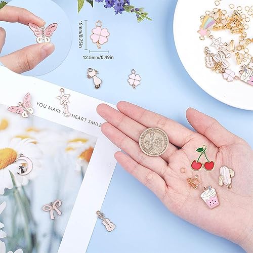 Miniatura 3 de SUNNYCLUE 1 caja de 12 pares de aretes de clip con clip de color rosa, kit de fabricación de aretes para adultos y mujeres, suministros