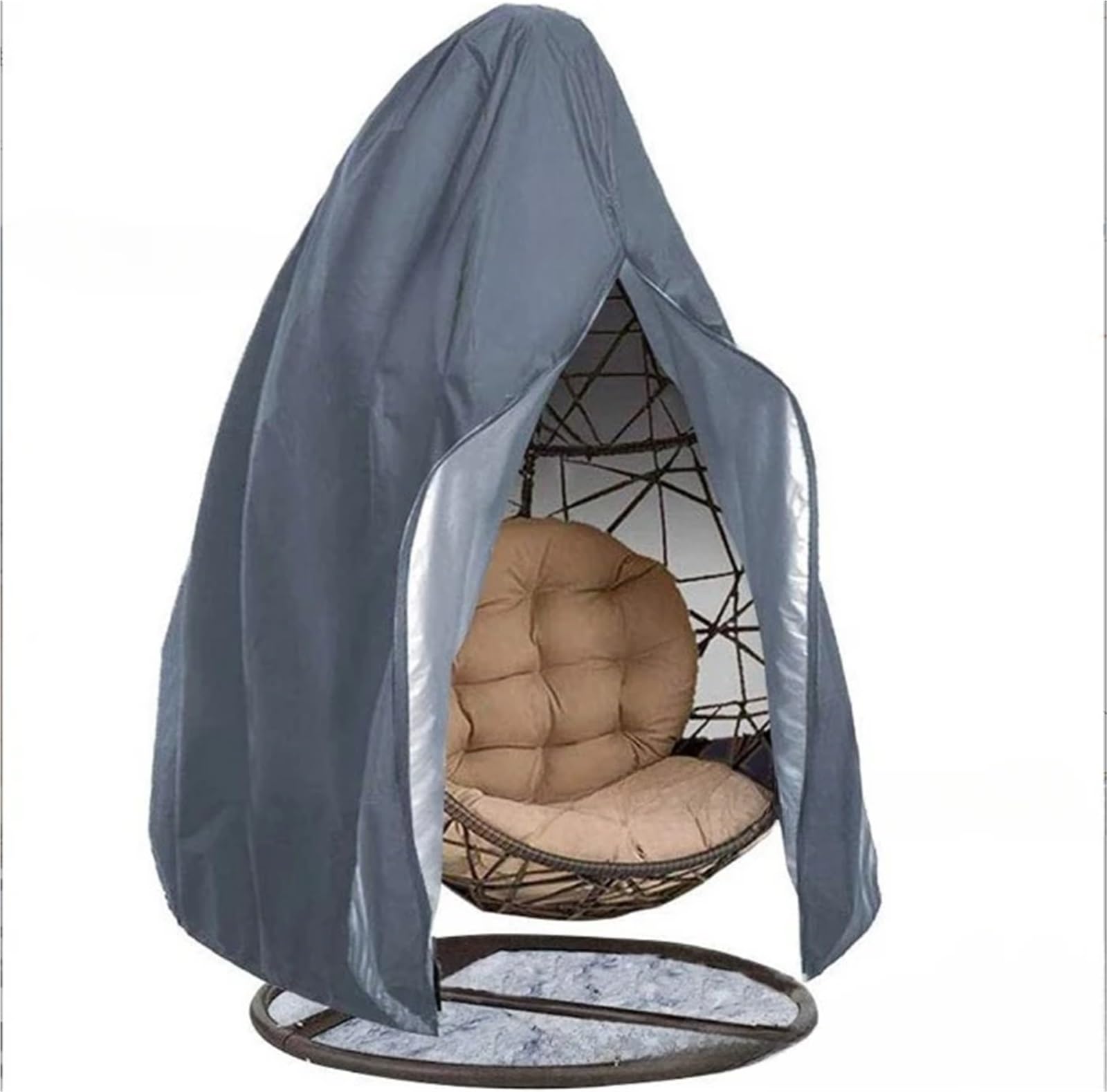 Black Patio Chair Cover Waterproof Egg Swing Protector with Zipper