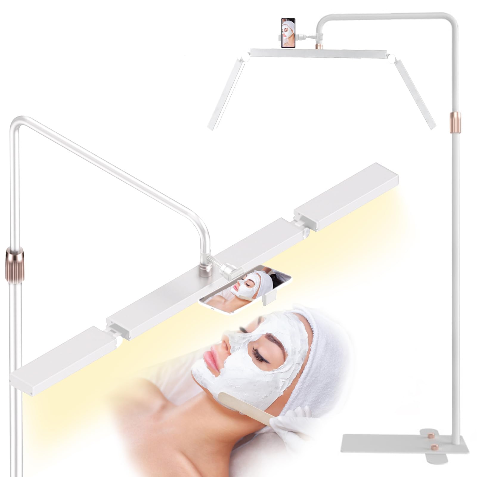 Kuabiz Half Moon Light Lamp for Lash, Foldable Extension LED Floor Lamp with 360° Rotatable, 36Inch Facialist Half Moon Lamp with 3000-6000K, Adjustable Color TemperatureBrightnessHeightAngle