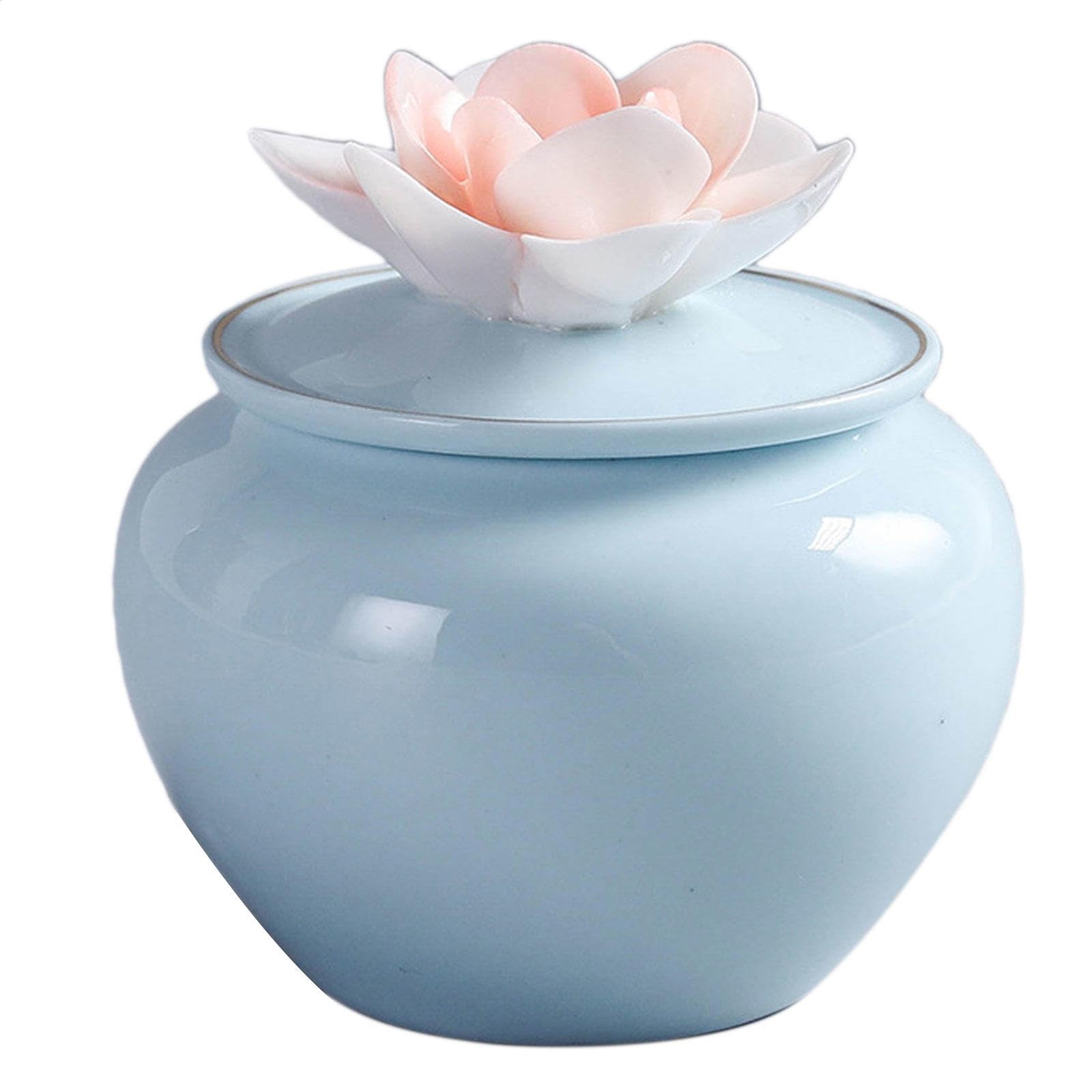 GPDNBIEU Ceramic urns, Hand Made Flower - Cremation Urn Funeral Dog Cat Pet Urns Ashes Keepsake(Magnolia)