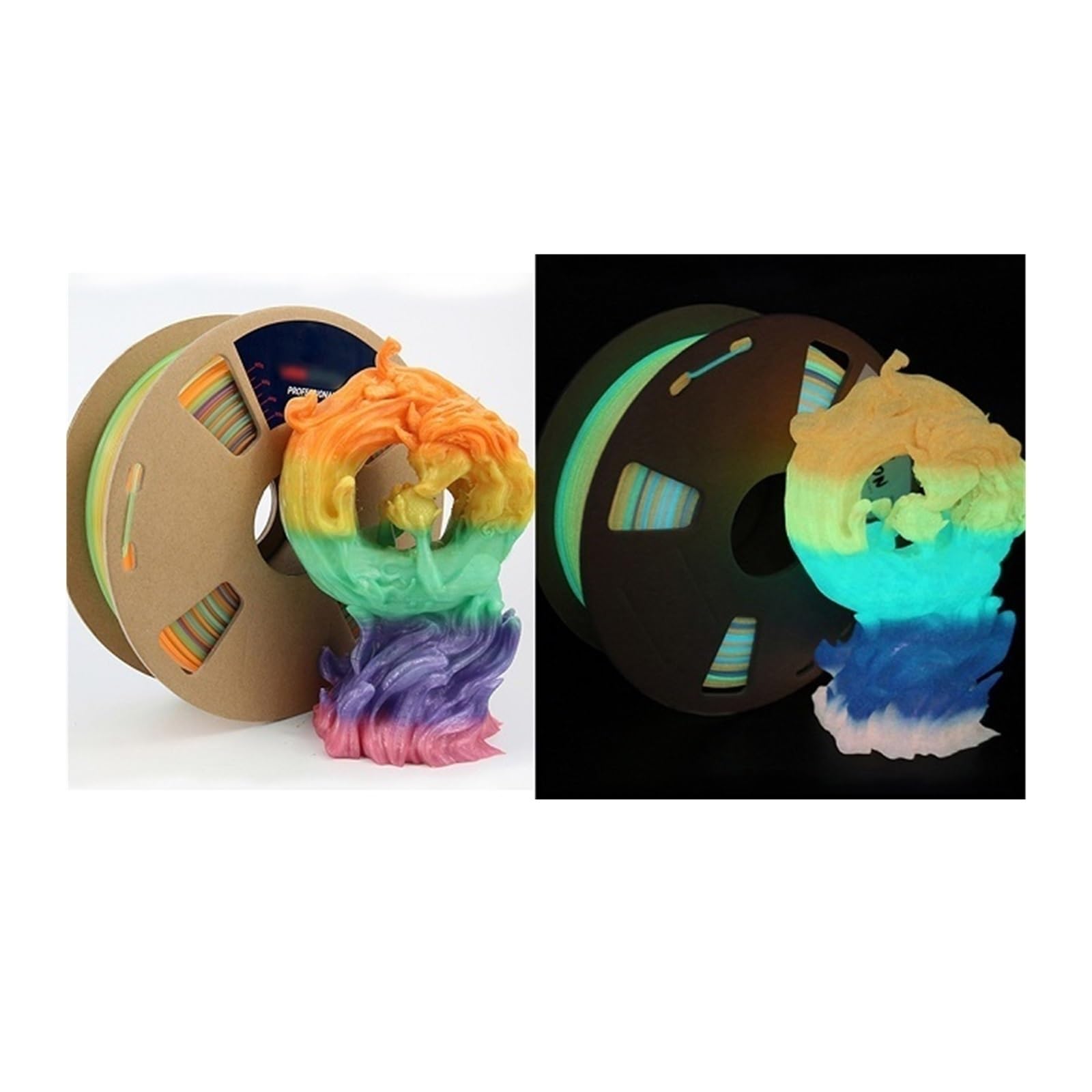 Filamento 3D PLA que brilla en la oscuridad, 200 g, 1 kg, 1,75 mm, filamento PLA brillante, filamento 3D que cambia de color arcoíris, TPU flexible.(PLA-Rainbow B-1kg)
