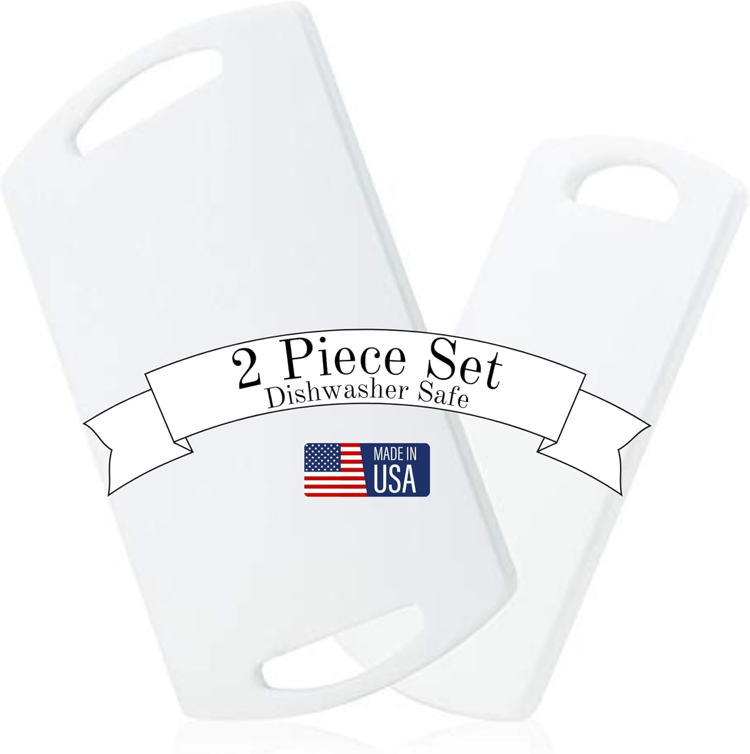 Plastic Cutting Boards for Kitchen, Made in USA, Set of 2, Large 15.5"x10" and Small 11.5"x6", BPA and Phthalate Free, Meets USDA-NSF-FDA Standards, Commercial 1/2" Thick HDPE Plastic, Dishwasher Safe