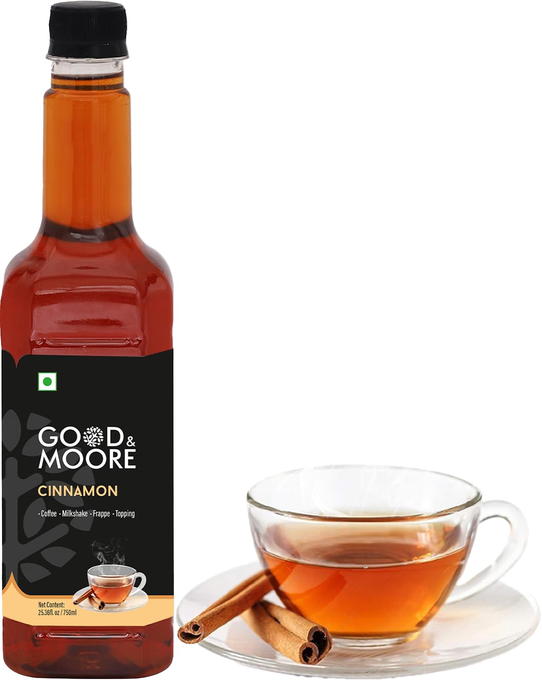 GOOD&MOORE Cinnamon Syrup | For Coffee, Milkshake, Frappe, Cold-Coffee, Pancakes, Beverages And More | Concentrated Syrup | Ready To Mix | Mixer | Premium Syrup | 750Ml (B09LMJHZ6L) Amazon Price History, Amazon Price Tracker