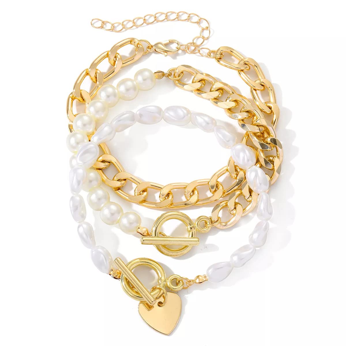 Jewels Galaxy Gold Plated Set of 3 Heart inspired Contemporary Bracelet Set For Women and Girls (CT-BNGG-49193) (B0BSS5KD8Q) Amazon Price History, Amazon Price Tracker