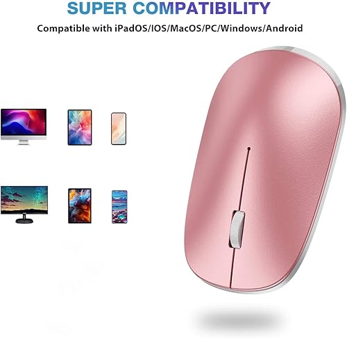 Miniatura 7 de OMOTON Mouse Bluetooth para iPad y iPhone (iPadOS 13  iOS 13 y superior), mouse inalámbrico ultrafino compatible con computadora habilitada con